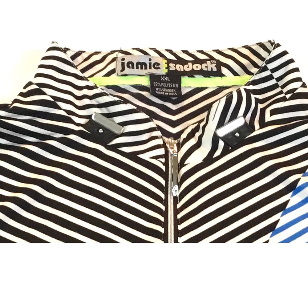 Jamie Sadock Top Multi Stripe Quarter-Zip Neck Stylish XXL - Picture 2 of 5